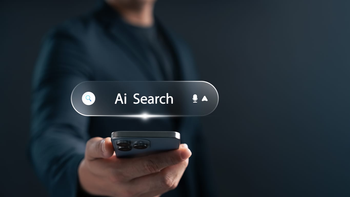 AI Search 기능을 강조한 스마트폰 인터페이스 – 인공지능 기반 검색 기술